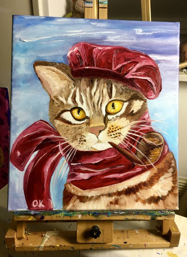 Original Cats Painting by Olga Koval