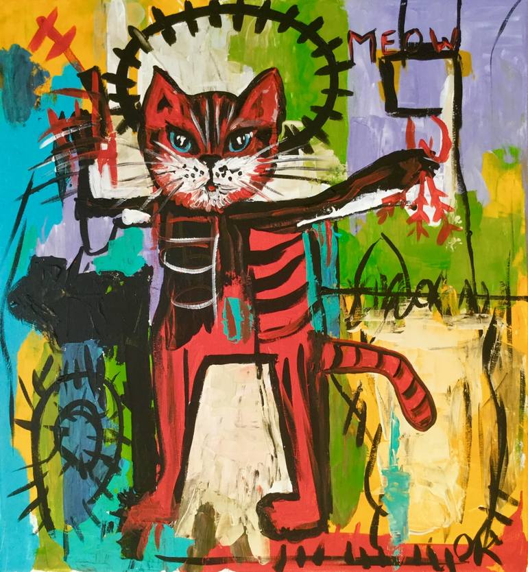 Original Expressionism Cats Painting by Olga Koval