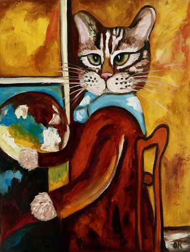 Print of Impressionism Cats Paintings by Olga Koval