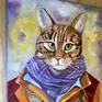 Troy the Cat adventurer.
I have done one of them for cats lovers in oil on canvas. 
Signed on the front 
I created this painting using fine artist oil paints which will not fade when they get exposed to UV light Painting continues around the edges of the deep wooden box canvas giving a very contemporary style although it can be framed if you wish
This work is sold unframed and shipped in cardboard box which is very secure for shipping canvases
