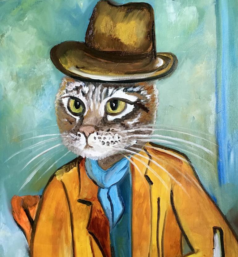 Original Expressionism Cats Painting by Olga Koval
