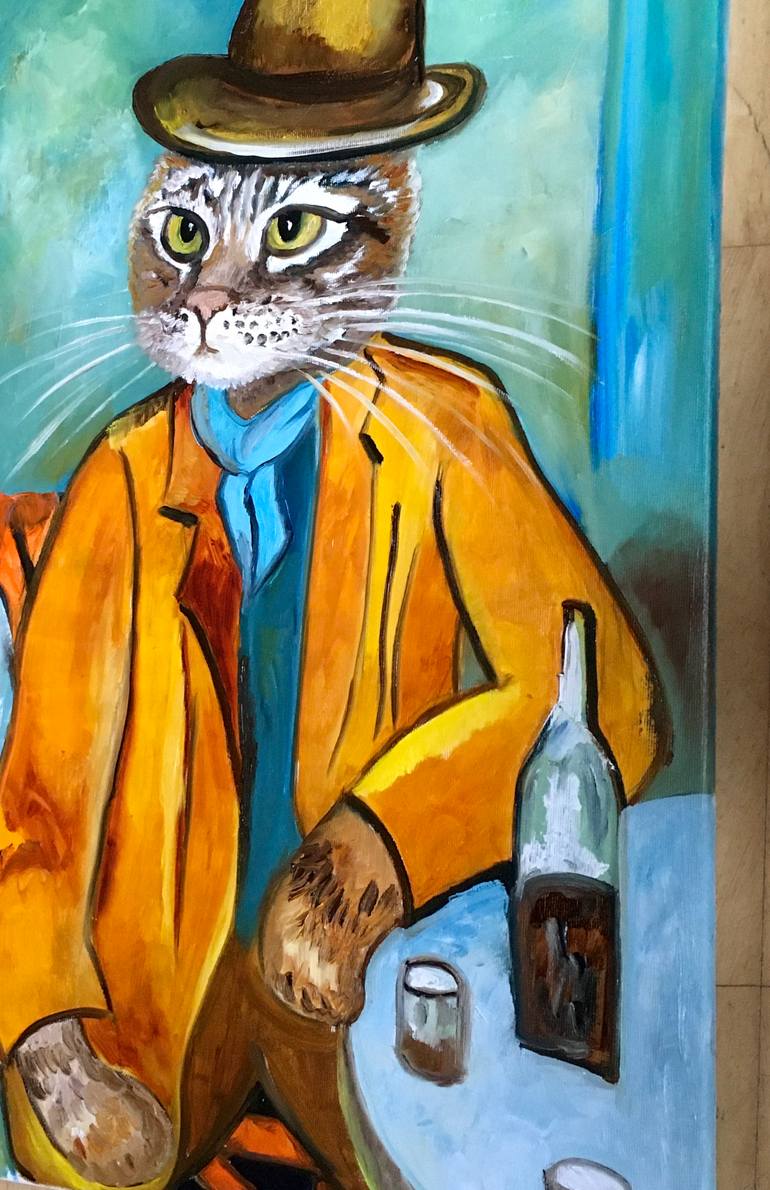 Original Expressionism Cats Painting by Olga Koval