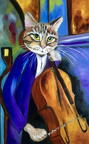 Print of Impressionism Cats Paintings by Olga Koval