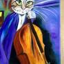 Version of famous portrait of Amedeo Modigliani “The cellist” with a Cat 
I have done one of them for cats lovers in oil on canvas. 
Signed on the front 
I created this painting using fine artist oil paints which will not fade when they get exposed to UV light Painting continues around the edges of the deep wooden box canvas giving a very contemporary style although it can be framed if you wish
This work is sold unframed and shipped in cardboard box which is very secure for shipping canvases