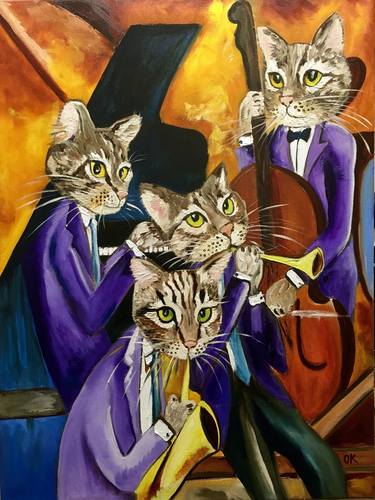 Print of Expressionism Cats Paintings by Olga Koval