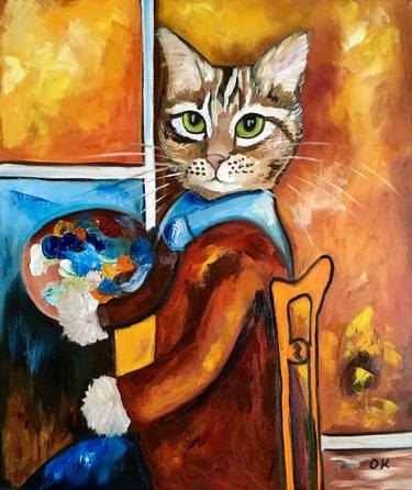 Print of Impressionism Cats Paintings by Olga Koval