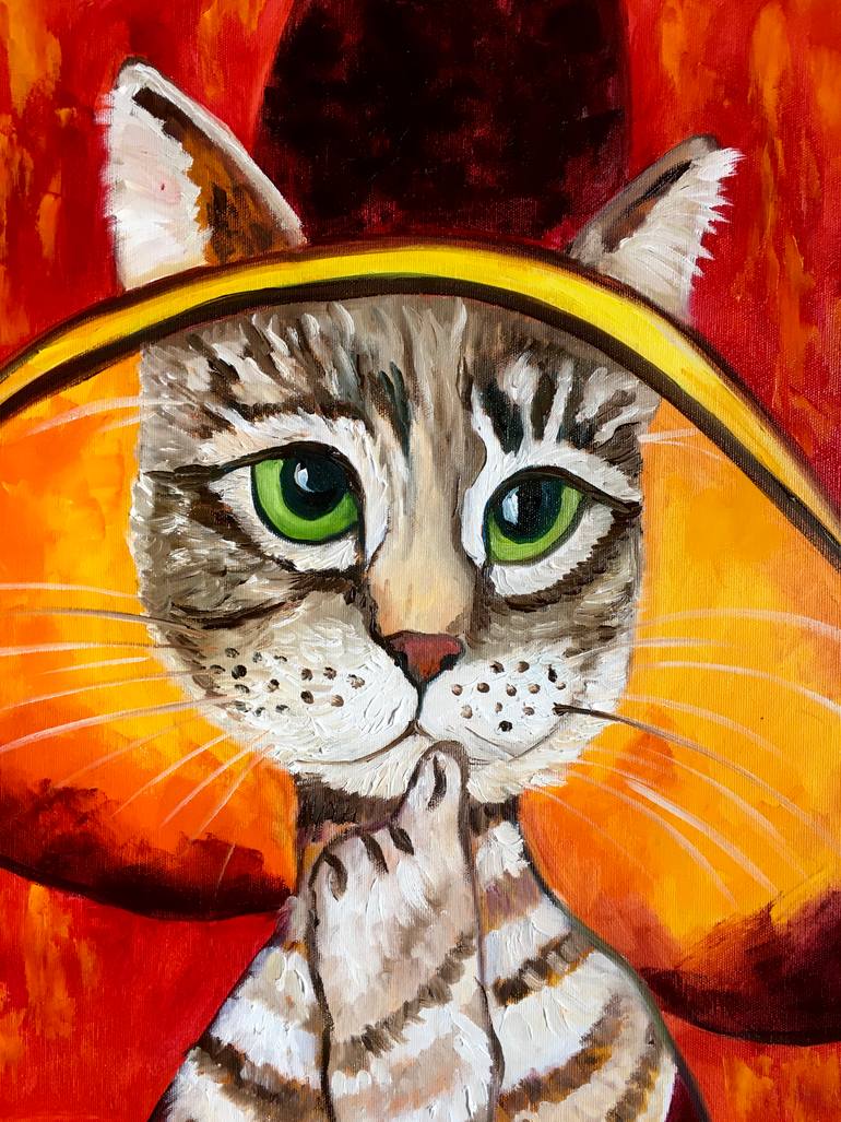 Original Art Deco Cats Painting by Olga Koval