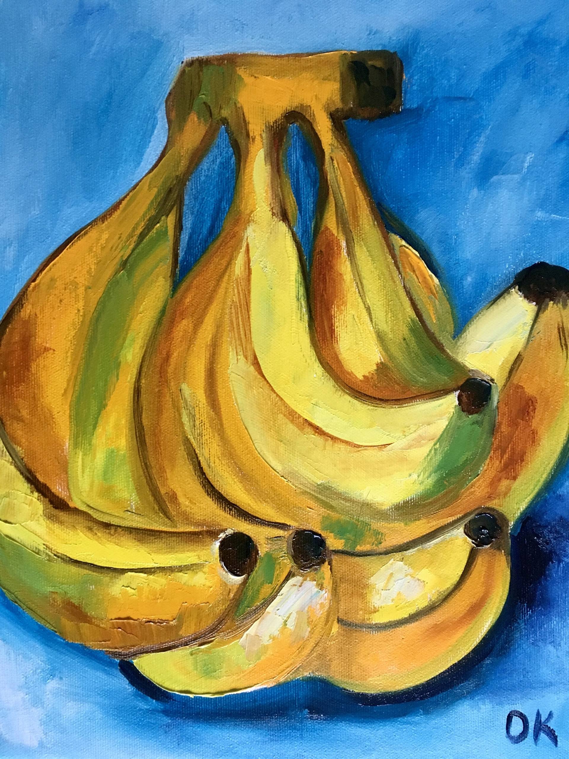 still life painting banana