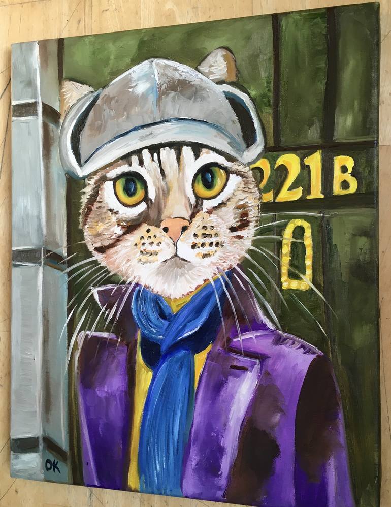 Original Art Deco Cats Painting by Olga Koval