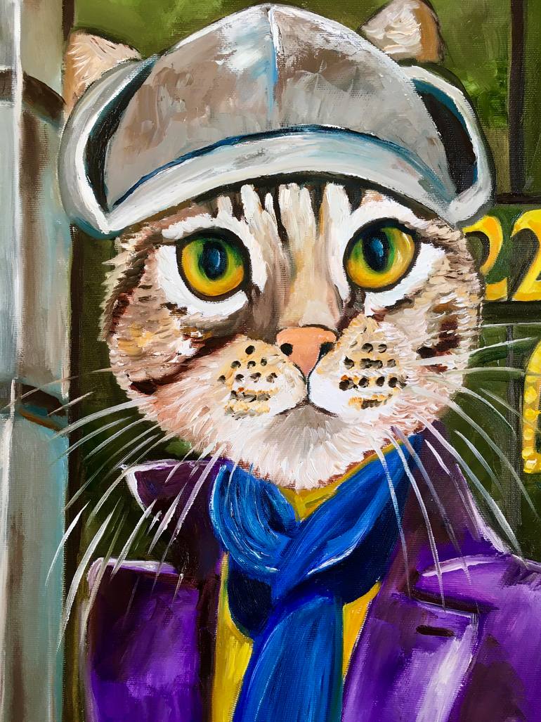 Original Art Deco Cats Painting by Olga Koval