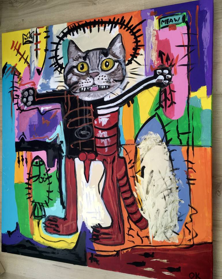Original Abstract Cats Painting by Olga Koval
