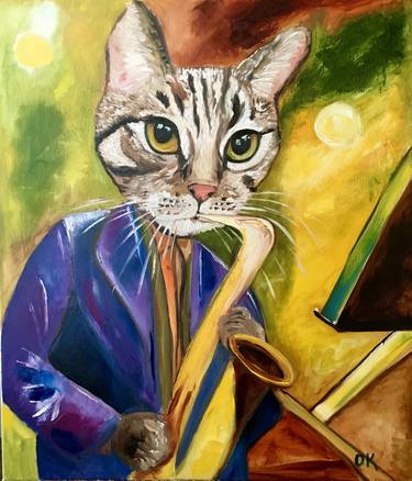 Original Impressionism Cats Paintings by Olga Koval