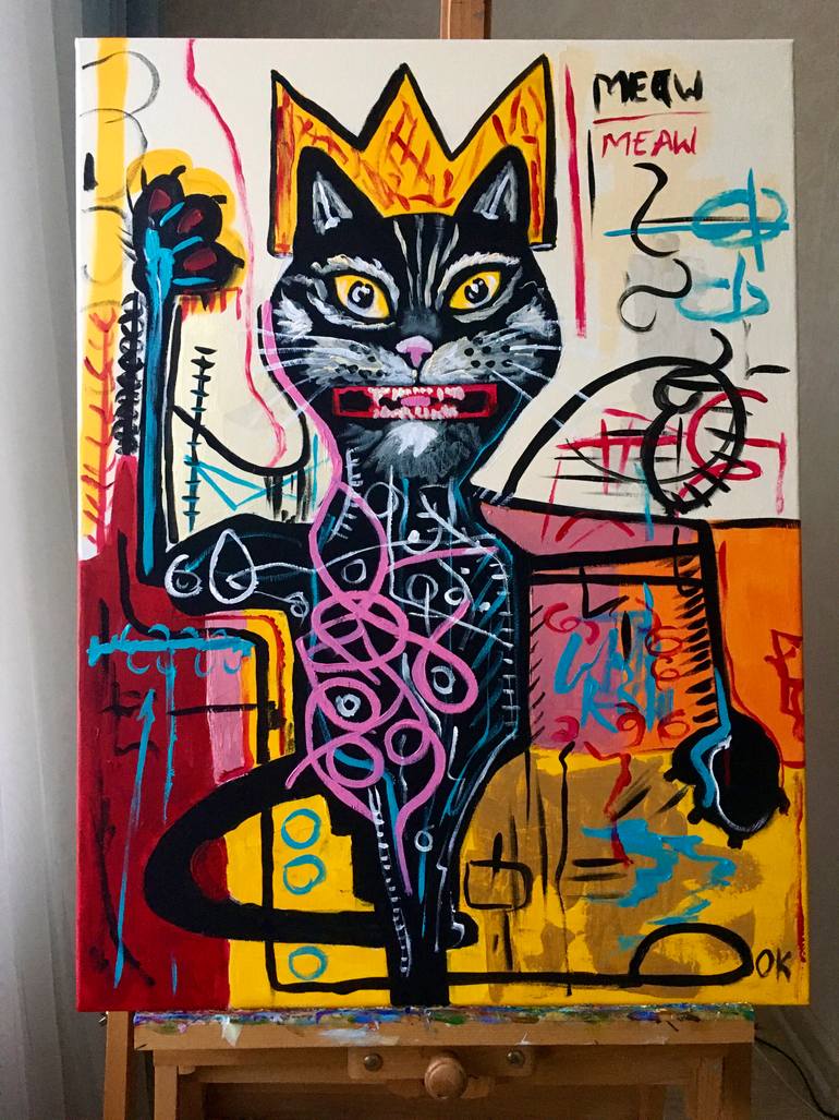 Original Abstract Cats Painting by Olga Koval