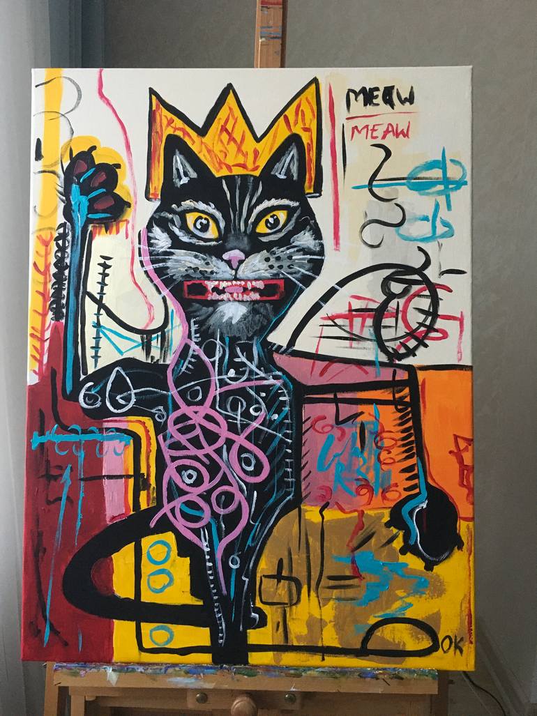 Original Abstract Cats Painting by Olga Koval