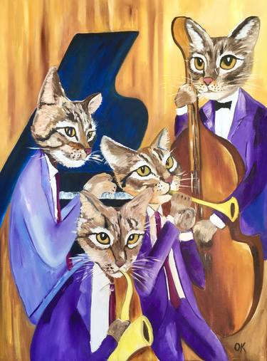 Print of Impressionism Cats Paintings by Olga Koval