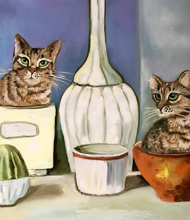 Original Cats Painting by Olga Koval