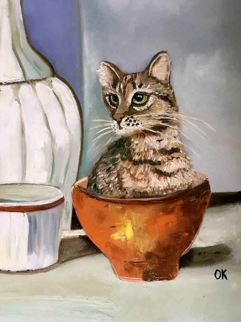 Original Cats Painting by Olga Koval