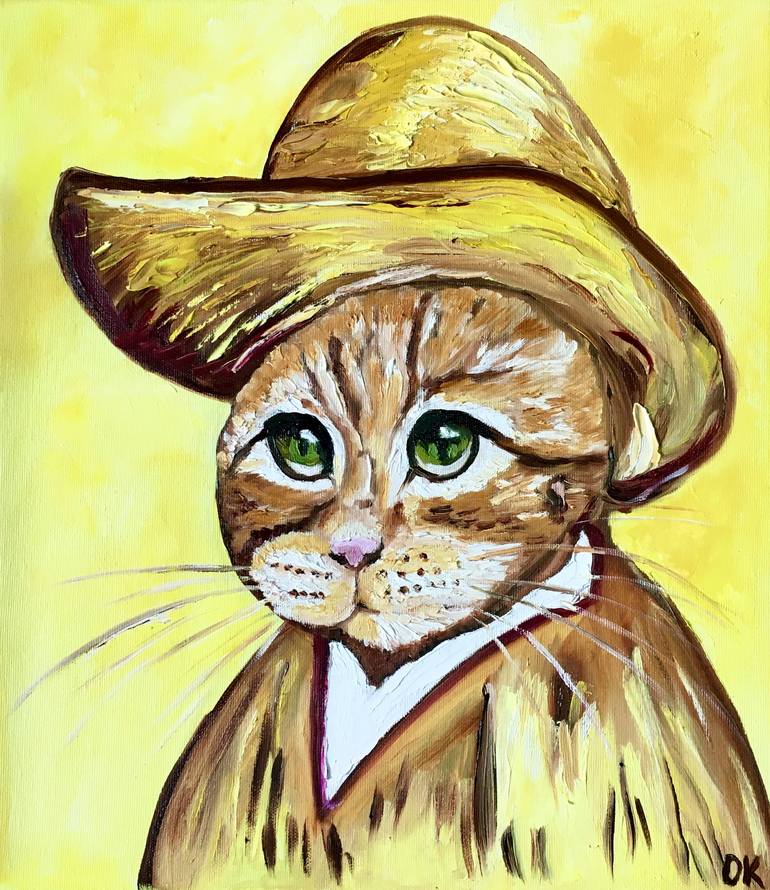 Original Impressionism Cats Painting by Olga Koval