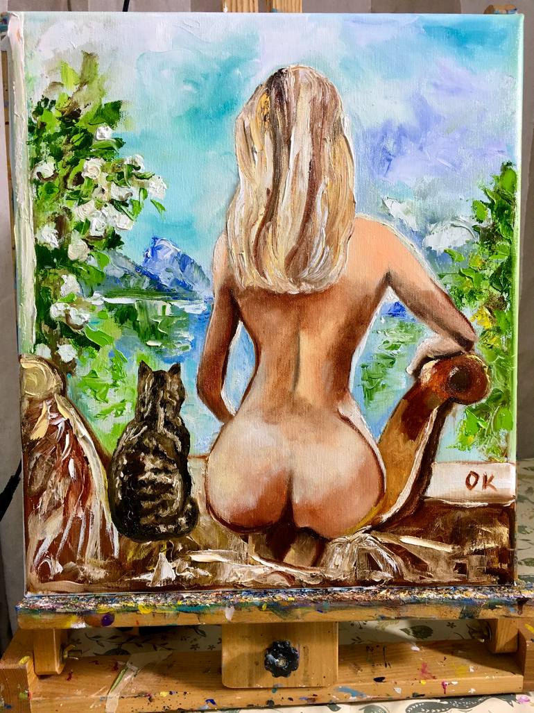 Original Expressionism Nude Painting by Olga Koval