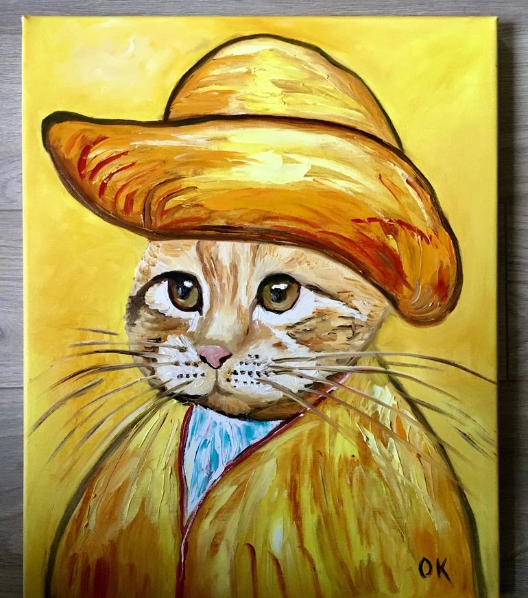 Original Impressionism Cats Painting by Olga Koval