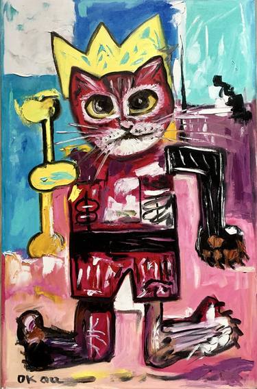KING CAT IN A CROWN VERSION OF JEAN-MICHELL BASQUIAT thumb