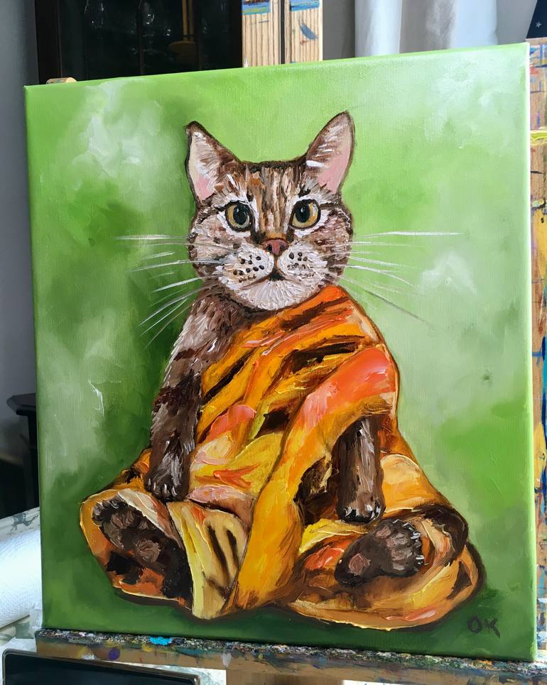 Original Expressionism Cats Painting by Olga Koval