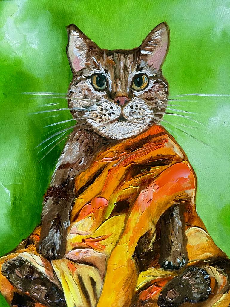 Original Expressionism Cats Painting by Olga Koval