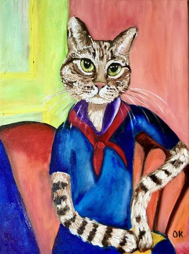Modigliani Cat inspired by his paintings for cat lovers. thumb