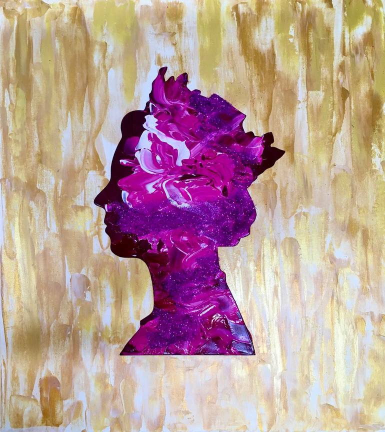 Queen 101 abstract portrait inspired by Queen Elizabeth II Painting by