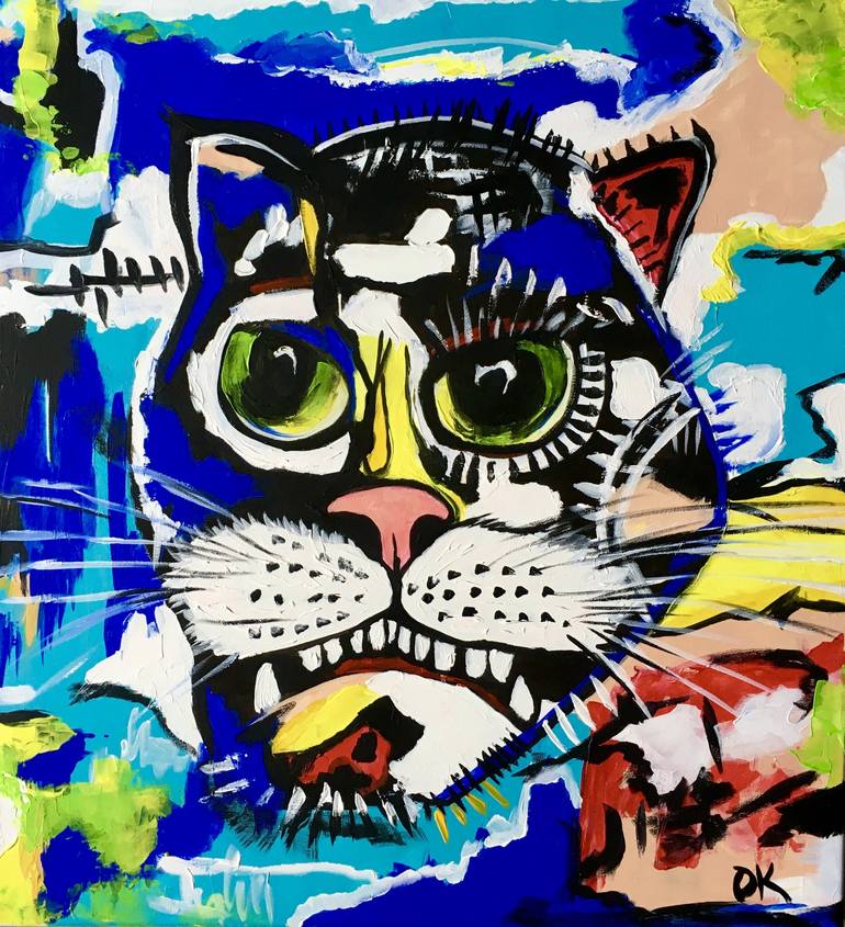 Original Abstract Cats Painting by Olga Koval