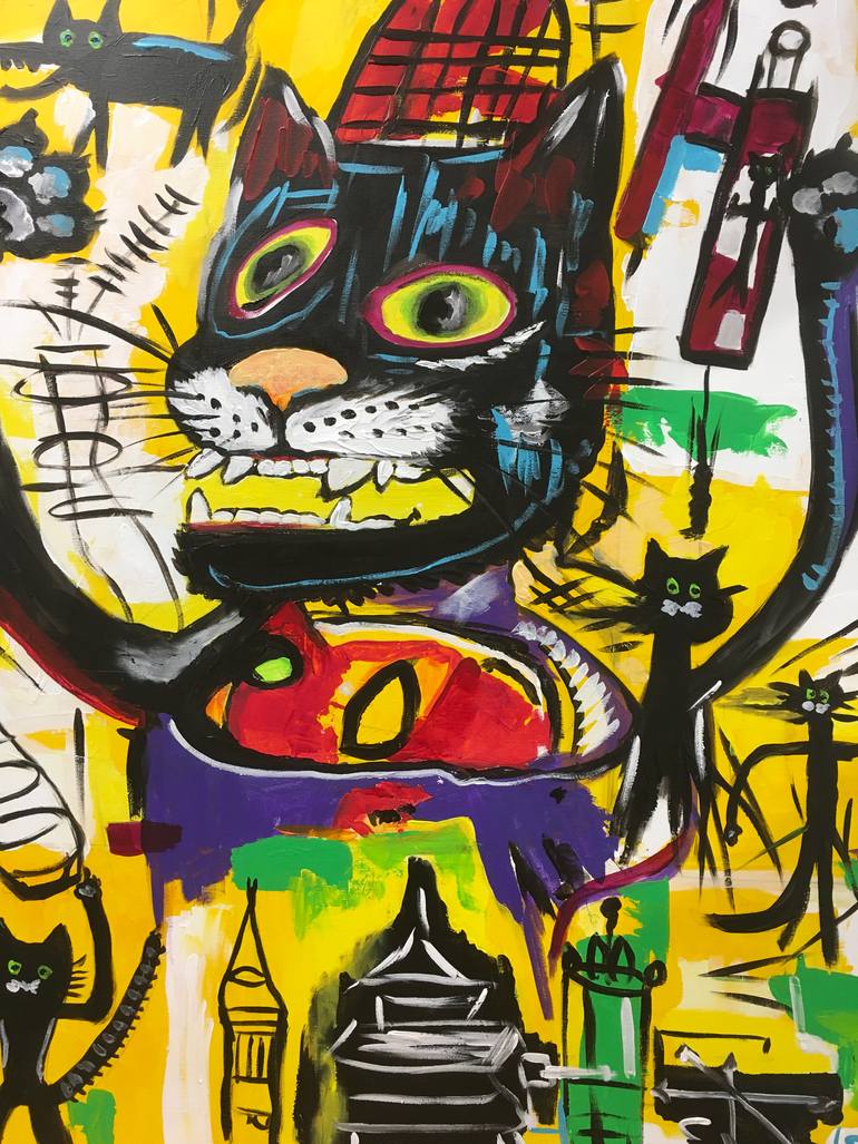 Original Abstract Cats Painting by Olga Koval