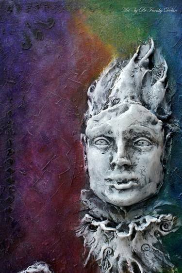 "Regal Jester" Wall Sculpture (Clay Relief & Canvas Painting Mixed Media - Image 4 of 4) thumb