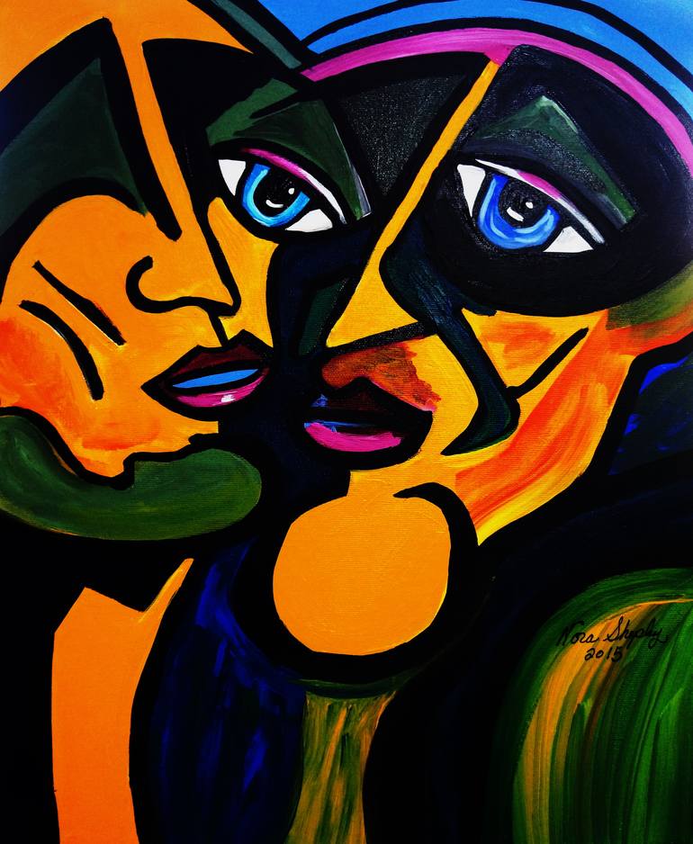 MY FAVORITE MARTIANS PICASSO BY NORA Painting by Nora Shepley