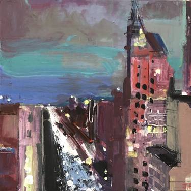 Original Abstract Expressionism Cities Paintings by Janet Pedersen