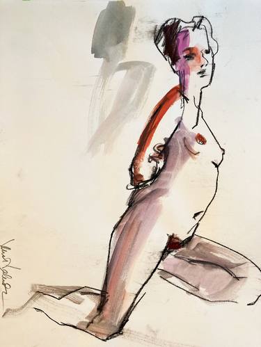 Original Expressionism People Drawings by Janet Pedersen