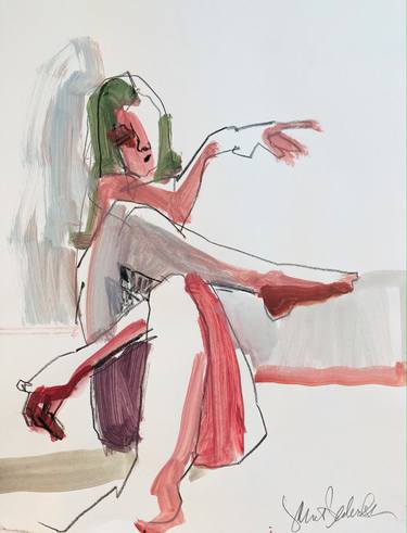 Print of Portraiture Nude Drawings by Janet Pedersen