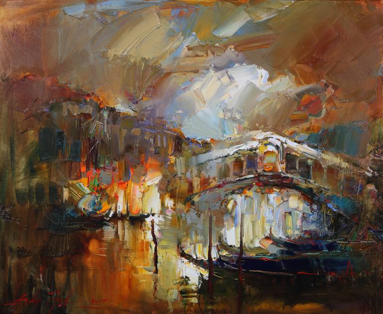 Original Impressionism Boat Paintings by Ukraine Kiev Art Gallery Gnome Guests