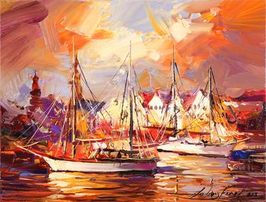 Original Fine Art Yacht Paintings by Olexandr Zaprudskyi