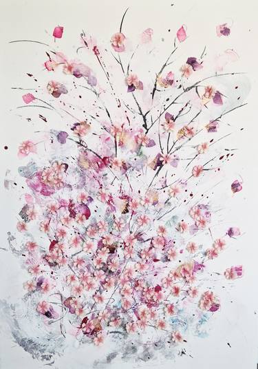 Original Abstract Floral Painting by Simone Monney