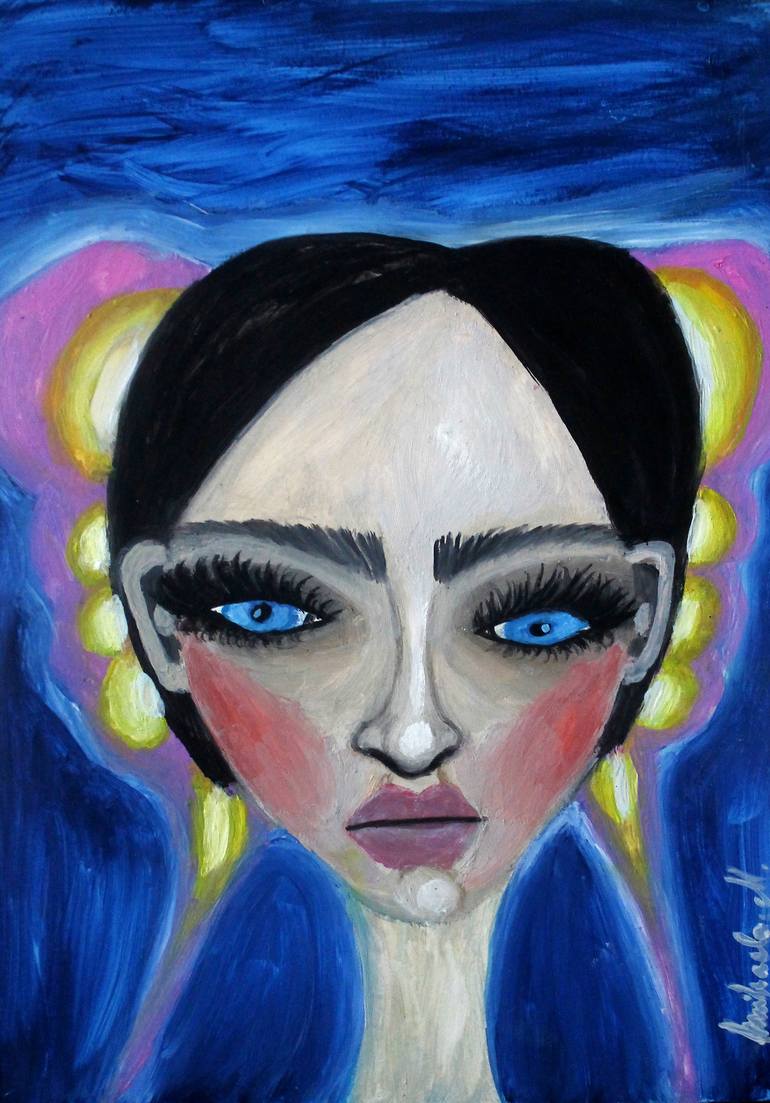 Girl with butterflyes Painting by Mihaela Zarnescu | Saatchi Art