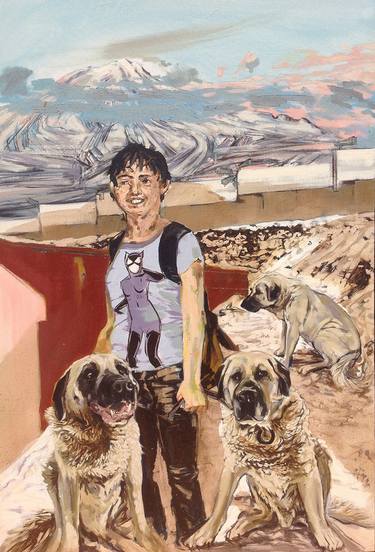 Original Figurative Dogs Paintings by Semra Doğan