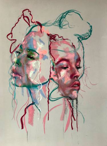 Original Abstract Expressionism Portrait Drawings by Sarah Hill