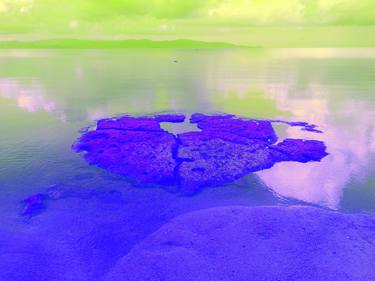 CORAL ISLAND AND CALM SEA, blue-violet, 130 X 175 CM, 2023 thumb