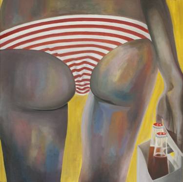 Female figure in striped underpants with a cola in hand thumb