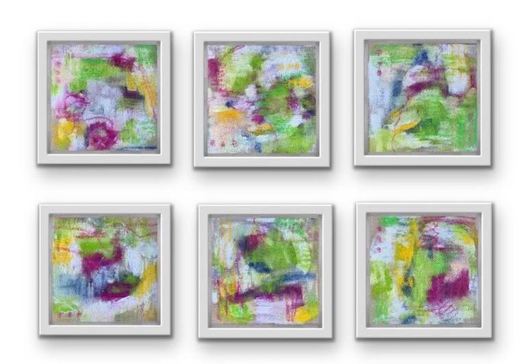 Original Abstract Painting by Kirsten Schankweiler | Abstract Art on Canvas | Let's play outside - set of 6