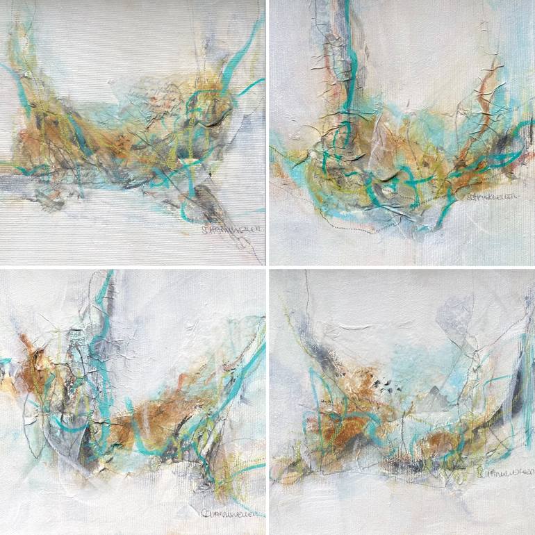 Original Abstract Painting by Kirsten Schankweiler | Abstract Art on Canvas | Winter times I-IV - Set of 4