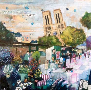 Original Figurative Cities Painting by Richard Burel