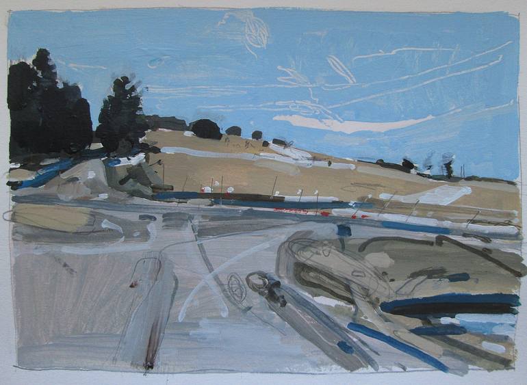 Stooshinoff Original Spring Landscape Collage Painting on Paper Ending