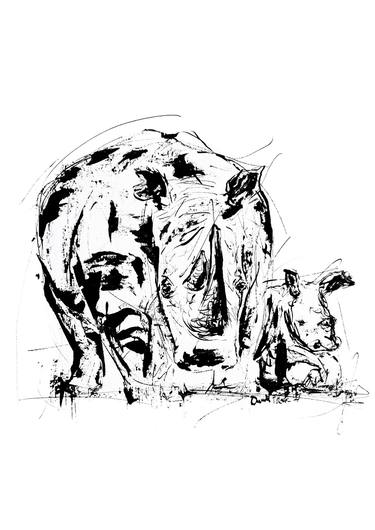 'New Beginnings' - Rhino Mother & Child thumb