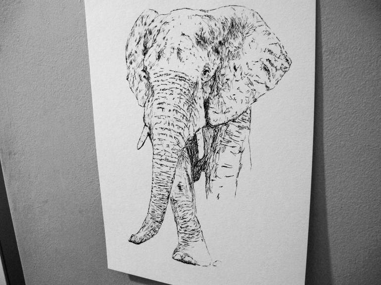 Original Abstract Animal Drawing by David Rabie